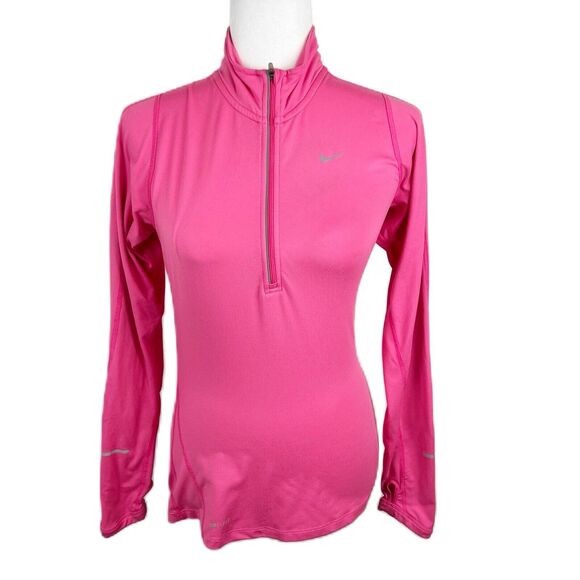 Nike Sweater Women Extra Small Pink Long Sleeve 3/4 Zip Dri-Fit Running Pullover - Picture 1 of 14
